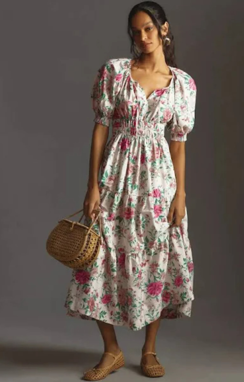 New Anthropologie Puff Sleeve Somerset Maxi Dress - Medium